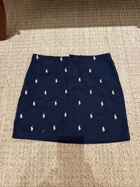 Ralph Lauren Navy Mini Skirt with White Polo Player Embroidery